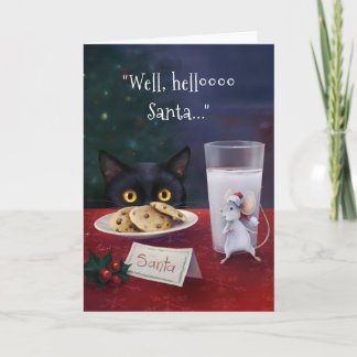 Cartes Pour Fêtes Annuelles Chat noir Joyeux Noël Père Noël Souris