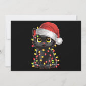 Cartes Pour Fêtes Annuelles Chat noir lumières d'arbre de Noël chaton drôle Pè (Devant)