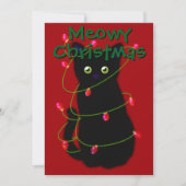 Cartes Pour Fêtes Annuelles Chat noir Meowy Noël scintillants en vichy (Devant)