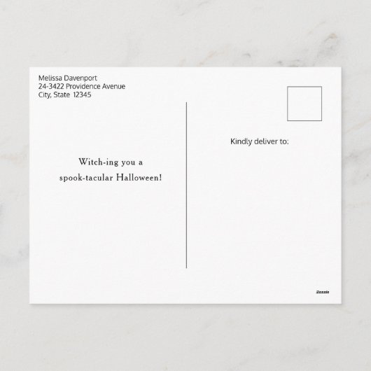 Cartes Pour Fêtes Annuelles Chat noir mignon portant l'Halloween Casquette d'u (Dos)