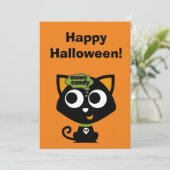 Cartes Pour Fêtes Annuelles Chat Noir Mmm Candy Halloween (Debout devant)