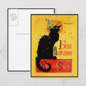 Cartes Pour Fêtes Annuelles Chat Noir New Years (Devant / Derrière)