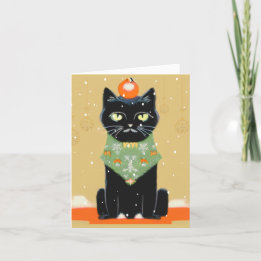 Cartes Pour Fêtes Annuelles Chat noir personnalisé avec attitude Noël