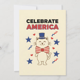 Cartes Pour Fêtes Annuelles Chat patriotique joyeux quatrième indépendance des
