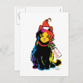 Cartes Pour Fêtes Annuelles Chat Père Noël couleur Multi (Devant / Derrière)