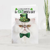 Cartes Pour Fêtes Annuelles Chat perse blanc Lucky Charm St CATrick's Day (Devant)