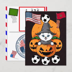 Cartes Pour Fêtes Annuelles Chat Personnalisé Maroc Football Quatre Juillet