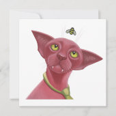 Cartes Pour Fêtes Annuelles Chat rose (Devant)