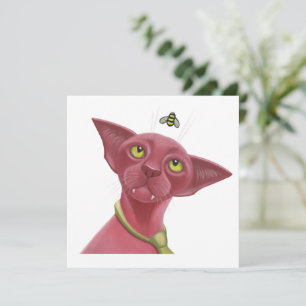 Cartes Pour Fêtes Annuelles Chat rose
