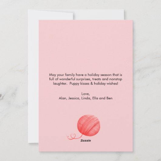 Cartes Pour Fêtes Annuelles Chat Rose Amoureux de Chats Noël Plat (Dos)