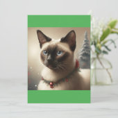 Cartes Pour Fêtes Annuelles Chat Siamese de Noël, T-shirt Chat Père Noël (Debout devant)