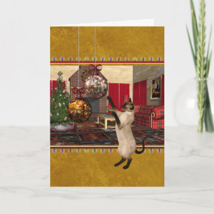Cartes Pour Fêtes Annuelles Chat Siamese - Joyeux Noël