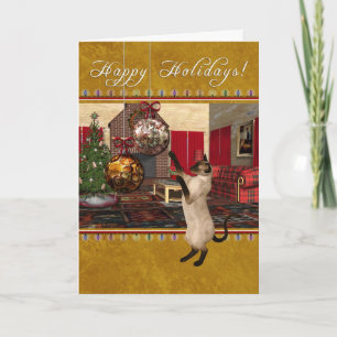 Cartes Pour Fêtes Annuelles Chat siamois - bonnes fêtes