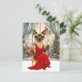 Cartes Pour Fêtes Annuelles Chat siamois dans la Maison de Noël (Debout devant)