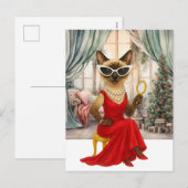 Cartes Pour Fêtes Annuelles Chat siamois dans la Maison de Noël (Devant / Derrière)