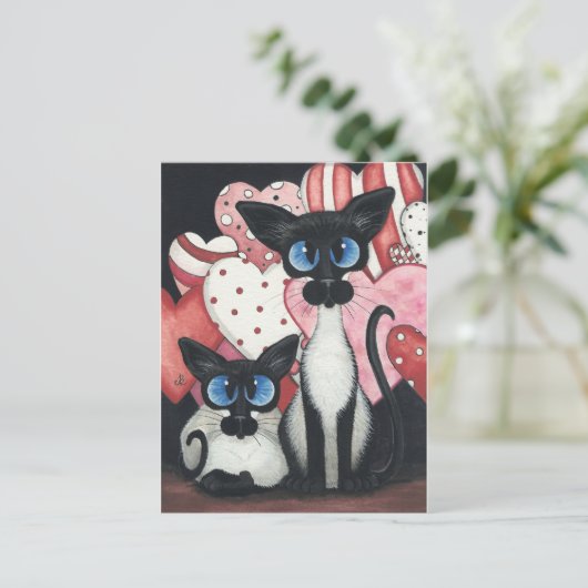 Cartes Pour Fêtes Annuelles Chat siamois de Valentine - x deux d'amour (Debout devant)
