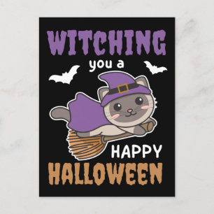 Cartes Pour Fêtes Annuelles Chat Sorcières Sorcières Vous Un Joyeux Halloween 