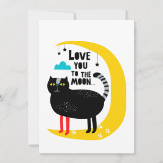 Cartes Pour Fêtes Annuelles Chat sur la lune