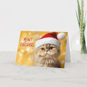 Cartes Pour Fêtes Annuelles Chat Tabby orange de Noël en chapeau de Père Noël