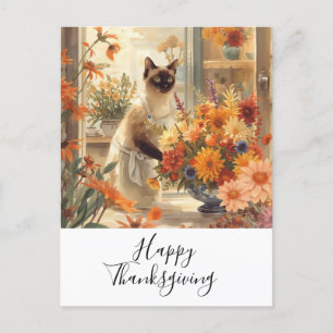 Cartes Pour Fêtes Annuelles Chat Thanksgiving Automne thème pour les Amoureux