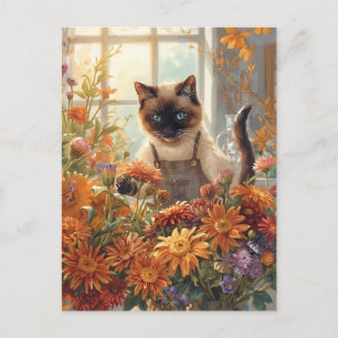 Cartes Pour Fêtes Annuelles Chat Thanksgiving Automne thème pour les Amoureux