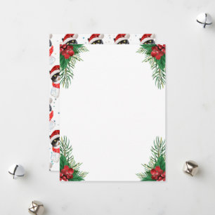 Cartes Pour Fêtes Annuelles Chat tricolore Noël aquarelle avec écharpe