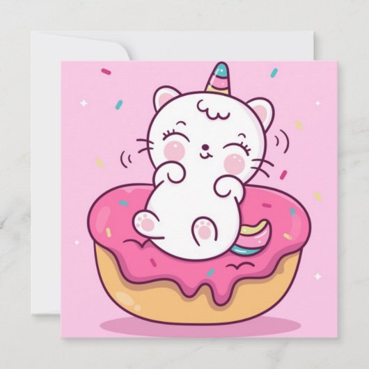 Cartes Pour Fêtes Annuelles Chat Unicorn (Devant)