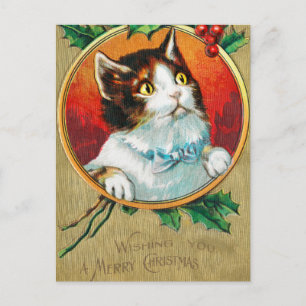 Cartes Pour Fêtes Annuelles Chat vintage mignonne vous souhaite un joyeux Noël