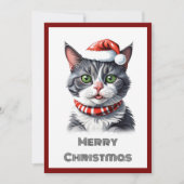 Cartes Pour Fêtes Annuelles Chat Whimsical Contemporain tendance Joyeux Noël (Devant)