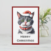 Cartes Pour Fêtes Annuelles Chat Whimsical Contemporain tendance Joyeux Noël (Debout devant)