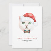 Cartes Pour Fêtes Annuelles Chat White British Shorthair Père Noël Meowy Chris (Devant)