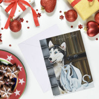 Château Dragon Fantaisiste de Chien Husky d'Hiver