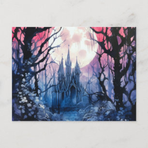 Cartes Pour Fêtes Annuelles Château gothique Pleine lune Forêt Halloween