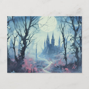 Cartes Pour Fêtes Annuelles Château gothique Pleine lune Forêt Halloween