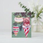 Cartes Pour Fêtes Annuelles Chaton Dans Arbre De Noël (Debout devant)