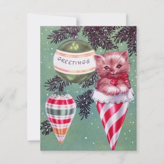Cartes Pour Fêtes Annuelles Chaton Dans L'Arbre De Noël (Devant)