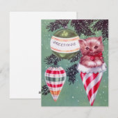 Cartes Pour Fêtes Annuelles Chaton Dans L'Arbre De Noël (Devant / Derrière)