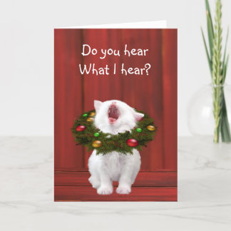 Cartes Pour Fêtes Annuelles Chaton de Noël blanc