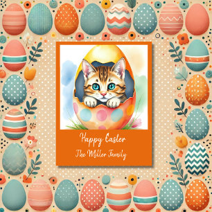 Cartes Pour Fêtes Annuelles chaton de Pâques géant en coquille florale