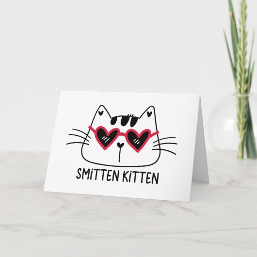 Cartes Pour Fêtes Annuelles Chaton épris Saint-Valentin chat lunettes de solei (Devant)