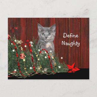 Cartes Pour Fêtes Annuelles Chaton et arbre de Noël mort