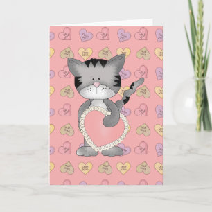Cartes Pour Fêtes Annuelles chaton kitty avec coeur valentin