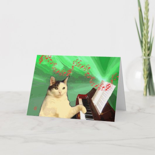 Cartes Pour Fêtes Annuelles chaton piano (Devant)
