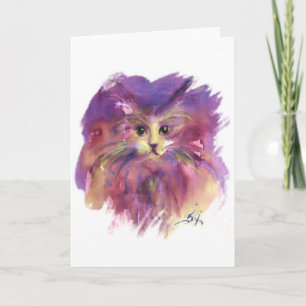 Cartes Pour Fêtes Annuelles CHATON VIOLET, CHAT, Cœur colorés de la Saint-Vale