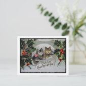 Cartes Pour Fêtes Annuelles Chatons à Holly Christmas (Debout devant)