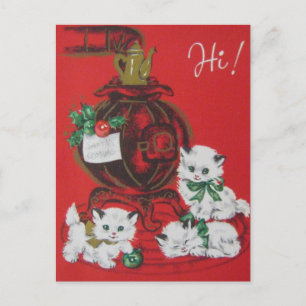 Cartes Pour Fêtes Annuelles Chatons de Noël blanc vintage