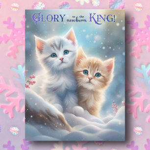 Cartes Pour Fêtes Annuelles Chatons de Noël Chanson Douce Animaux Chrétiens Cu