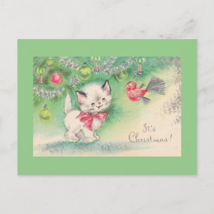 Cartes Pour Fêtes Annuelles Chatons de Noël Vintage le plus doux