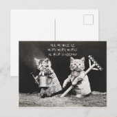 Cartes Pour Fêtes Annuelles Chatons de travail (Devant / Derrière)