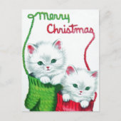 Cartes Pour Fêtes Annuelles Chatons en Mittens Joyeux Noël (Devant)